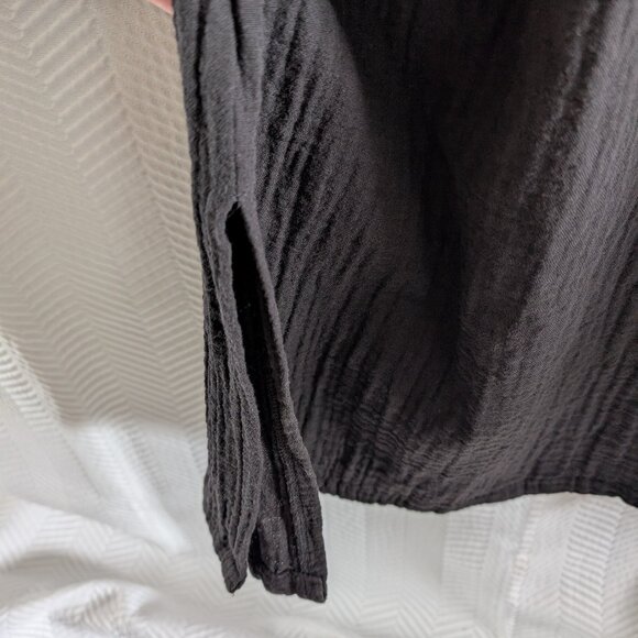 Zara Black Cotton Gauze Midi Dress with Slits and Back Tie Size Small Minimalist - Picture 8 of 12